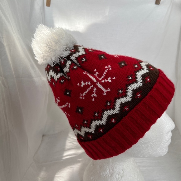 Tim Hortons Toque Pompom Beanie Red Black White Winter Hat One Size Fits All - Picture 6 of 7